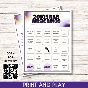 2010s R&B Music Bingo Game – Printable Party Game, 75 Songs 100 Cards