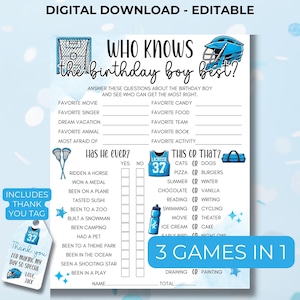 Who Knows The Birthday Boy Best, Editable Printable Lacrosse Birthday Game, Teens Tweens Birthday Party Games, Would He Rather, Quiz, WKB