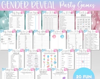 Gender Reveal Games Bundle, Blue Pink Gender Reveal, Party Games, Instant Download, Gender Reveal Games Pack, Gender Reveal Printable