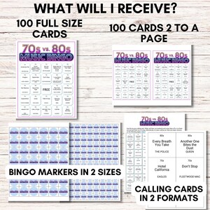 70s vs 80s Music Bingo, Printable Music Game, Party Game, Instant Download, Fun Group Activity, Retro Music Trivia