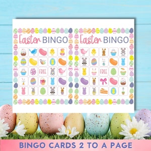 Easter Bingo, Printable Game, 40 Unique Bingo Cards, Classroom Activities, Family Fun image 3