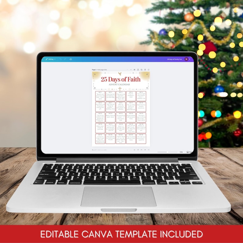 Christmas Advent Calendar – 25 Days of Faith – Editable Printable ...