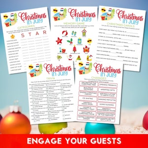 Christmas in July Printable Games Bundle - 20 Fun Party Games for Festive Summer Celebrations!