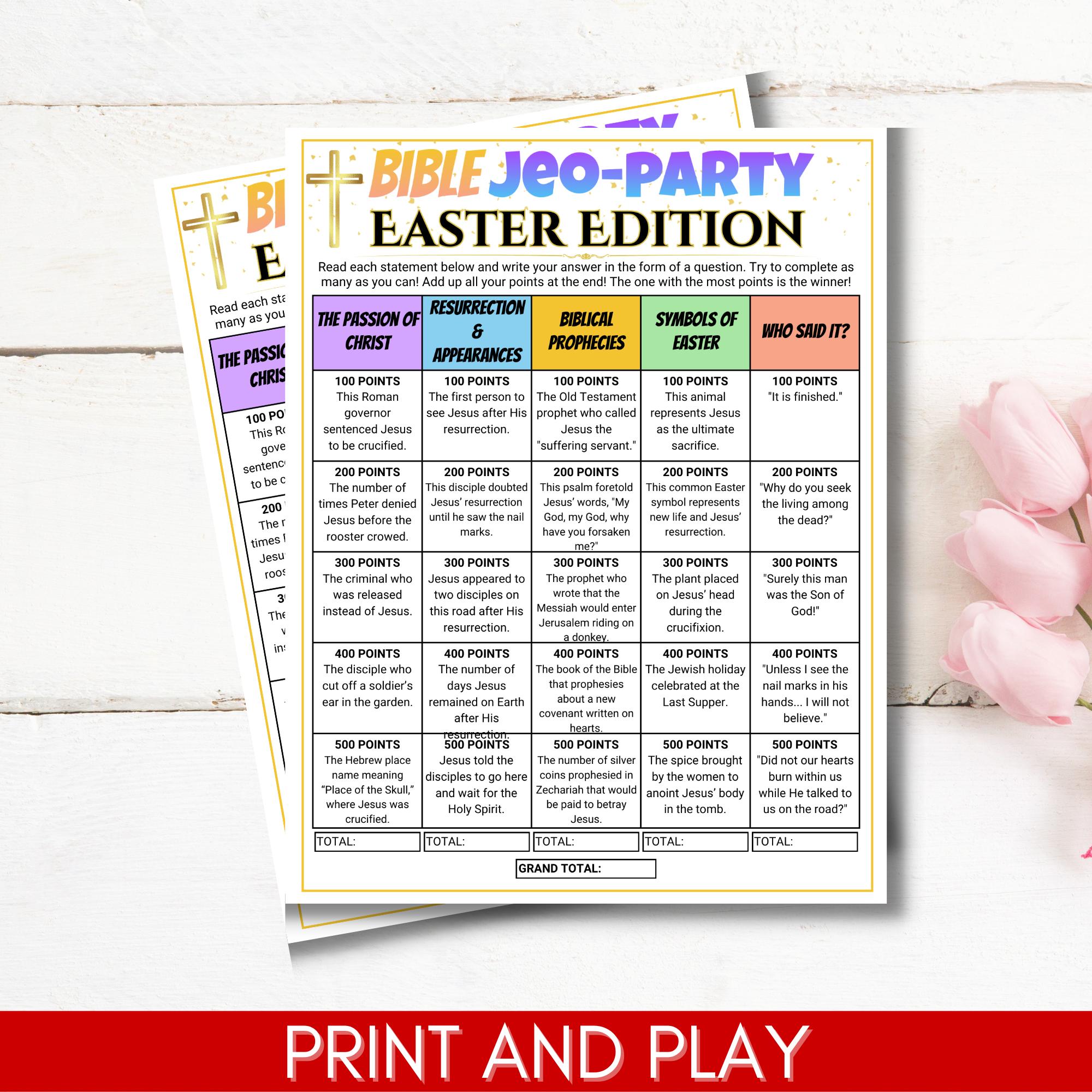 Bible Jeopardy Game Easter Edition, Fun Bible Trivia for Family ...