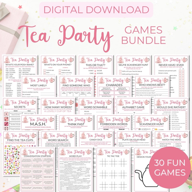 Tea Party Games - Etsy