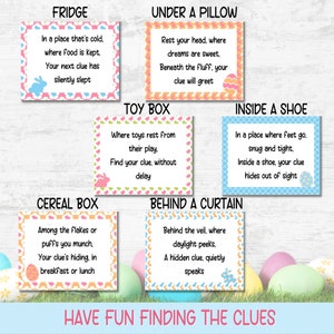 Easter Scavenger Hunt For Kids, Indoor Outdoor Easter Game, Treasure Hunt Clues, Easter Hunt Clues, Easter Egg Hunt, Kids Easter Activities