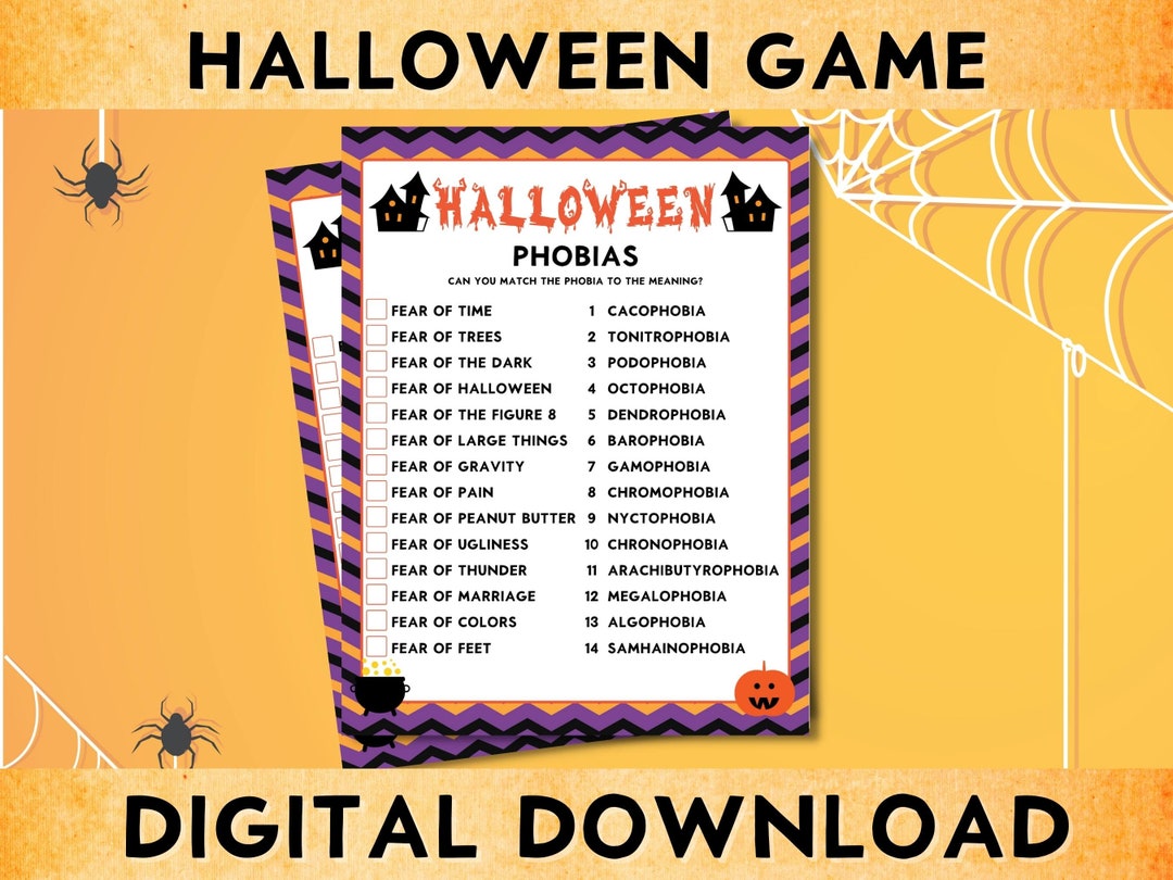 Printable Halloween Phobias Quiz Game Party Game Classroom - Etsy