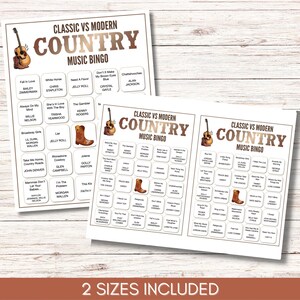 Modern vs Classic Country Music Bingo – 100 Cards Printable Party Game