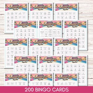 2000s Summer Hits Music Bingo - 200 Cards, Y2K Party Game (Printable)