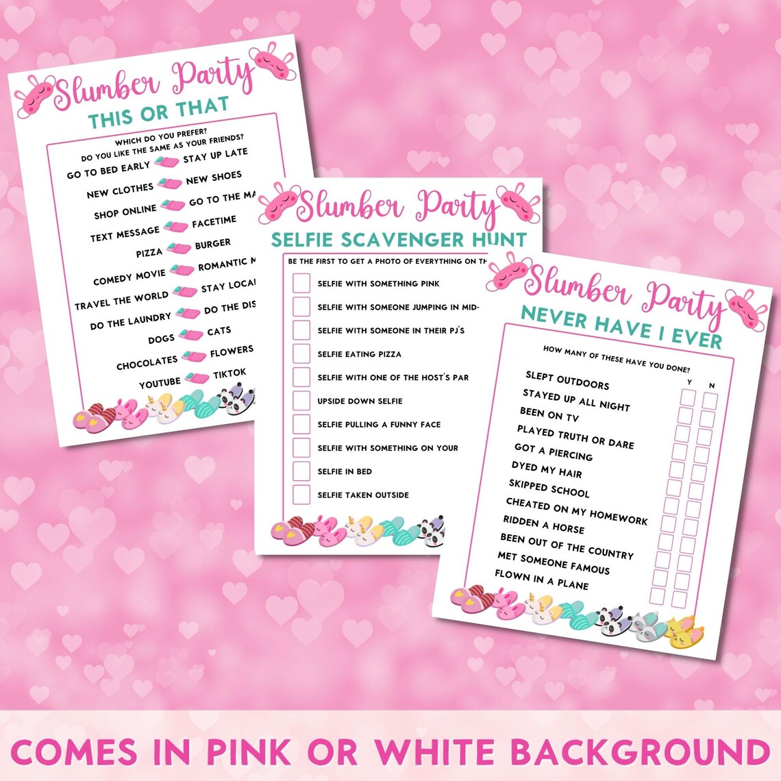 Printable Slumber Party Games and Activities Bundle 10 Games - Etsy