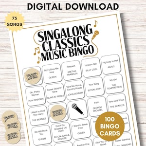 以下が含まれることがあります： Singalong Classics Music Bingoゲームのデジタルダウンロード。このゲームには75曲と100枚のビンゴカードが収録されています。デザインにはマイクのグラフィックと「Respect」や「My Girl」などの曲名が含まれています。