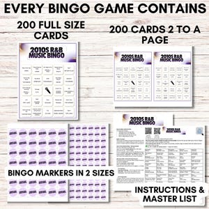 R&B Music Bingo Bundle – 5 Games | 200 Cards, 80s, 90s, 2000s, 2010s, Party Classics, Printable Party Game
