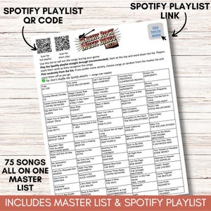 Classic Rock Music Bingo for Adults, Rock n Roll Game Night Printable