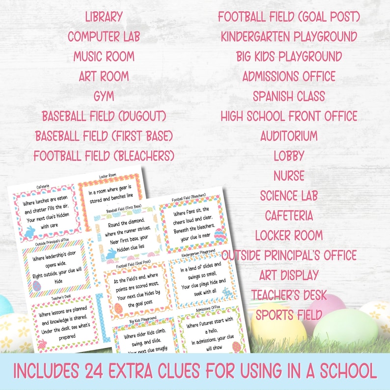 Easter Scavenger Hunt For Kids, Indoor Outdoor Easter Game, Treasure Hunt Clues, Easter Hunt Clues, Easter Egg Hunt, Kids Easter Activities