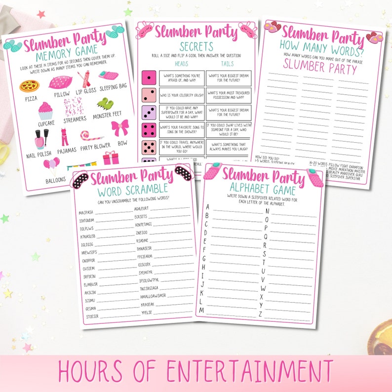 Slumber Party Games. Sleepover Games, Tweens Party, Teen Birthday Games, Girls Birthday Party Games, Pajama Party