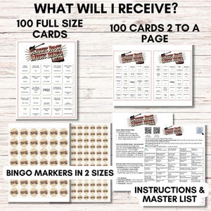 Classic Rock Music Bingo for Adults, Rock n Roll Game Night Printable