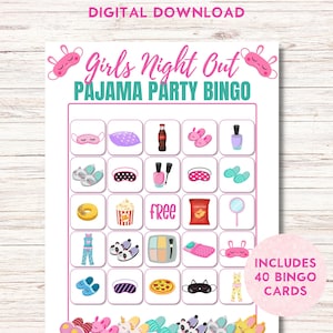 Pajama Party Bingo Game for Girls Sleepover, Birthday Party Fun, Perfect Girls Night Out Activity