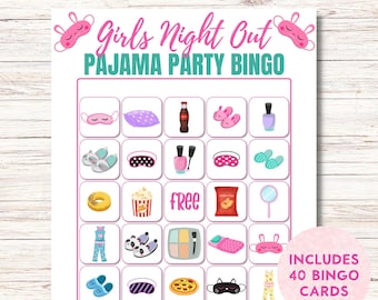 Pajama Party Bingo Game for Girls Sleepover, Birthday Party Fun, Perfect Girls Night Out Activity