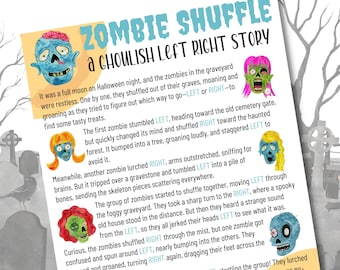 Halloween Left Right Game, Zombie Shuffle, Fun Printable Game for Kids & Adults, Perfect for Halloween Parties