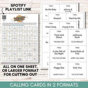 Golden Oldies Music Bingo – 50s and 60s Songs Game, Printable Music Bingo Cards, Retro Family Fun, Senior Center Party Game
