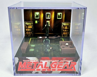 Metal Gear Solid Snake vs Psycho Mantis - Diorama Cube with Sound and LED Light - Gamer decor for Metal Gear Solid lovers