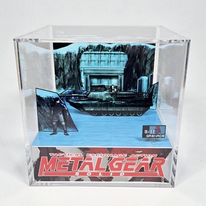 Metal Gear Solid Snake vs Vulcan&#39;s M1 Tank - Diorama Cube with Sound and LED Light - Gamer gift for Metal Gear Solid lovers