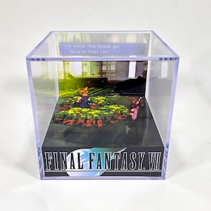 Final Fantasy VII Cloud & Aerith - Diorama Cube with Sound and LED Light - Gamer decor for Final Fantasy lovers