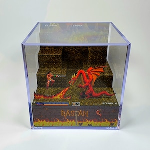 Rastan (1987) - Diorama Cube with Sound and LED Light - Gamer decor for arcade games lovers