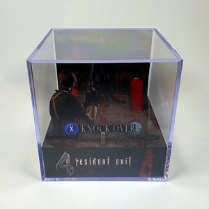 Resident Evil 4 Leon S. Kennedy vs El Verdugo - Diorama Cube with Sound and LED Light - Gamer decor for Resident Evil lovers