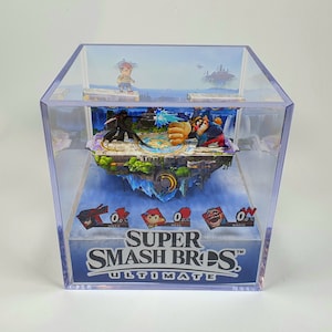 Super Smash Bros Ultimate Battlefield - Diorama Cube con sonido y luz LED - Decoración gamer para amantes de Super Smash Bros