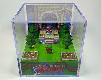 The Legend of Zelda: Ocarina of Time 2D Diorama - Link Meets Zelda - LED & Sound Diorama - Handmade Collectible - Unique Gaming Gift