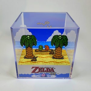 Zelda Link's Awakening DX - Diorama Cube con sonido y luz LED - Decoración gamer para amantes de Zelda