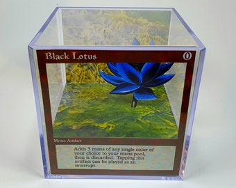 Magic The Gathering Black Lotus - Diorama Cube with LED Light - Gift for Magic lovers