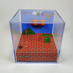 Zelda Ocarina of Time: Secret Mario Level - Diorama Cube with Sound and LED Light - Miniature decor for Zelda lovers