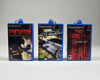 PS2-spelsleutelhanger Miniatuur AANPASBAAR - Premiumkwaliteit antikras en waterdicht - Sleutelhanger voor gamers