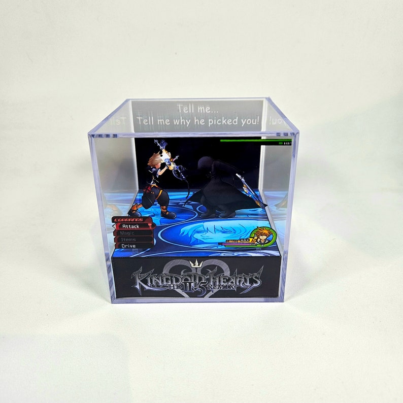 Kingdom Hearts 2.5 HD Sora vs Roxas Cube diorama avec son et lumière LED Décoration de joueur pour les fans de Kingdom Hearts image 1