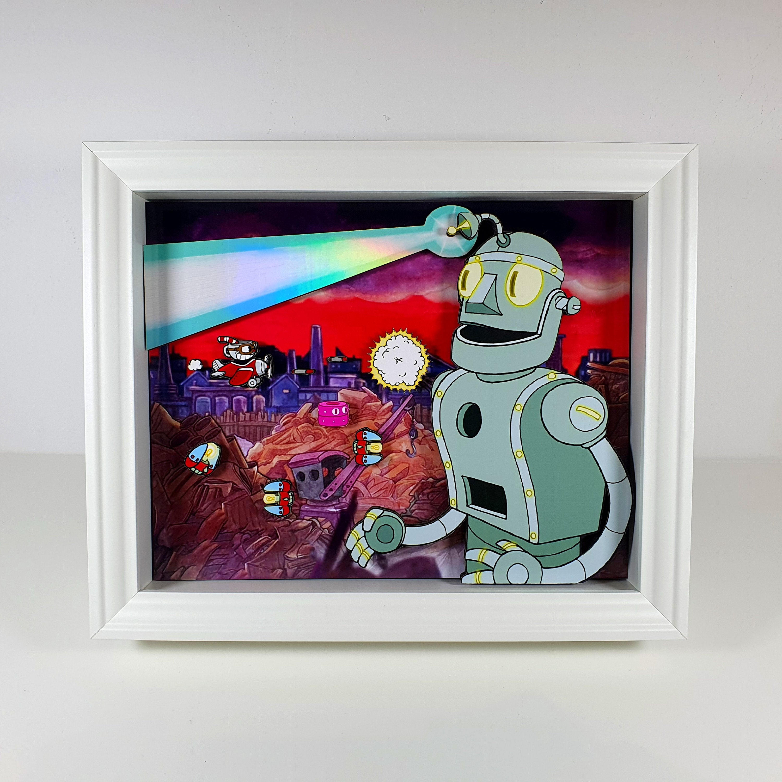 Cuphead King Dice Shadow Box Art by Artovision