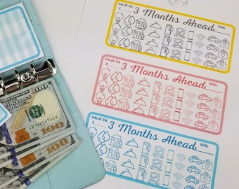 3-in-1 | Three Months Ahead Savings Tracker | Digital | A6 Savings Card | Savings Challenge Card for A6 Cash Budget Binders & Cash Envelopes