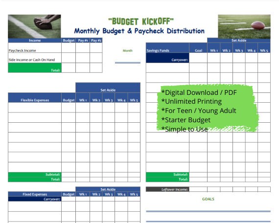 The Young Adult Dudes Pdf Teen Young Adult Budget Sheet for Beginners Savings - Etsy