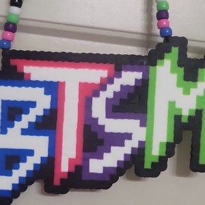 Rainbow Black tiger sex machine "BTSM" perler and pony bead necklace!