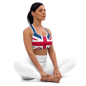 Union Jack Sports Bra: Padded Racerback, Supportive Fit