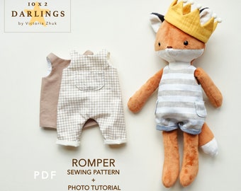 Romper / Overalls for doll sewing pattern and instructions PDF files