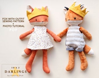 Fox in romper sewing pattern and instructions printable PDF