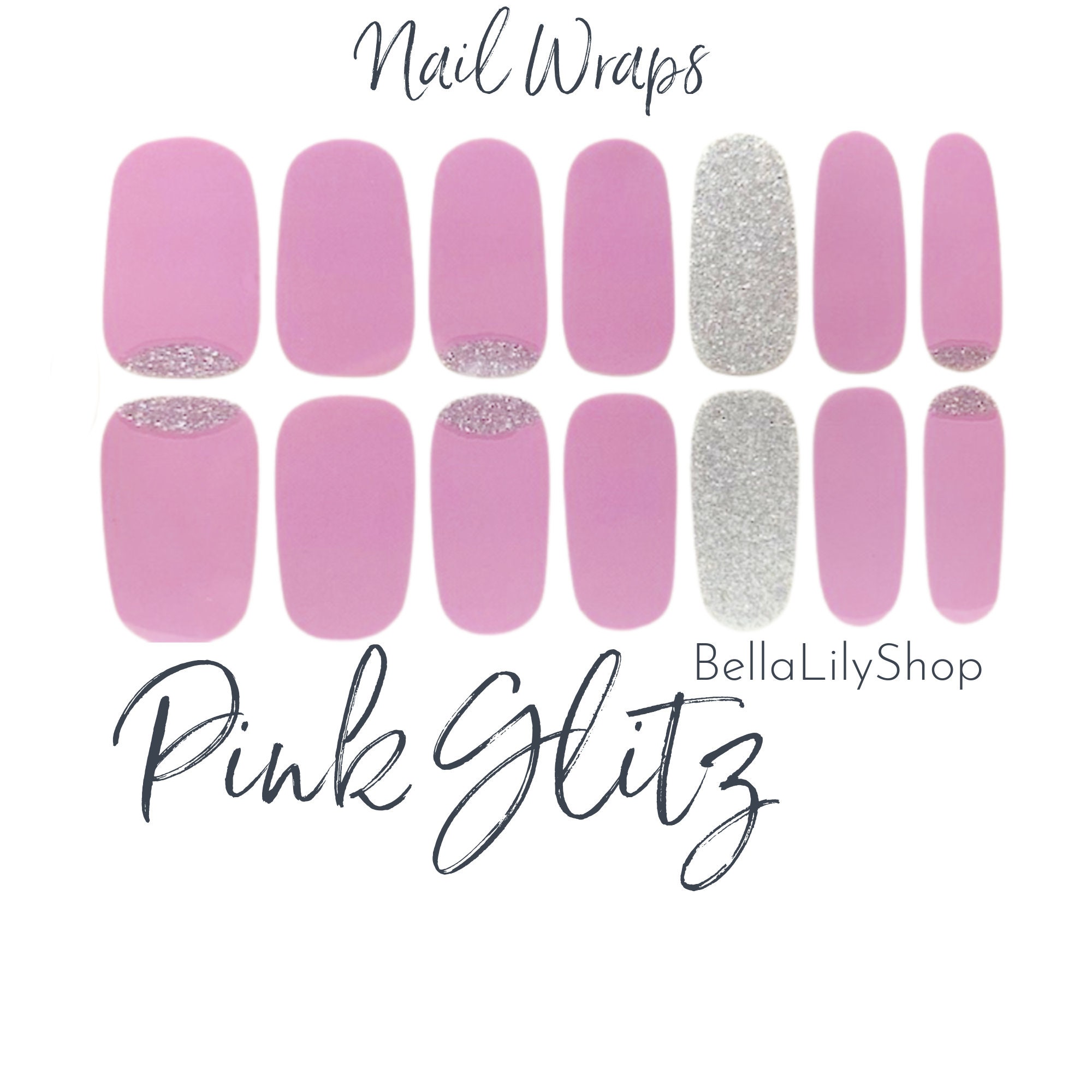 Pink Glitz Nail Wraps Nail Stickers Nail Polish Strips Nail - Etsy Pink Glitz Nail Wraps Nail Stickers Nail Polish Strips Nail - Etsy
