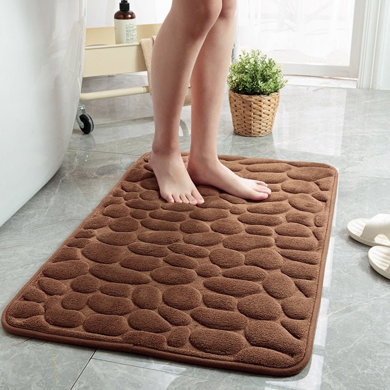 1pc Home Entrance Door Mat With Pebble Pattern, Simple Style, Absorbent,  Bathroom Non-slip Floor Mat