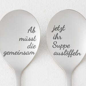 Personalisiertes Suppenlöffel Paar - individuell gravierte Löffel mit Namen, Paargeschenk, Weihnachtsgeschenk, Hochzeits- oder Jahrestagsgeschenk für Sie & Ihn