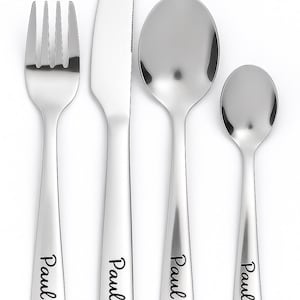 Ensemble de couverts personnalisés pour enfants de 3 à 10 ans, fourchettes, cuillère, couteau pour tout-petit, cadeau pour garçon fille pour son anniversaire de Noël