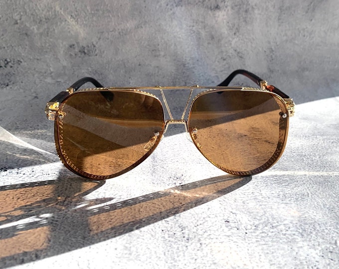 OCCHIALI DA SOLE Uomo 1175 145 18K Luxottica Oro Seppia Vintage Made In