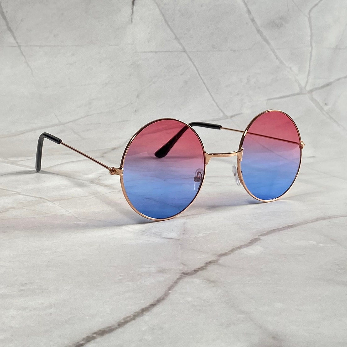 John Lennon Sunglasses Festival Glasses Osbourne Shades Woodstock Glasses 60s Pink Blue Hippie Round Circle Gold Metal Frame Christmas Gift Etsy