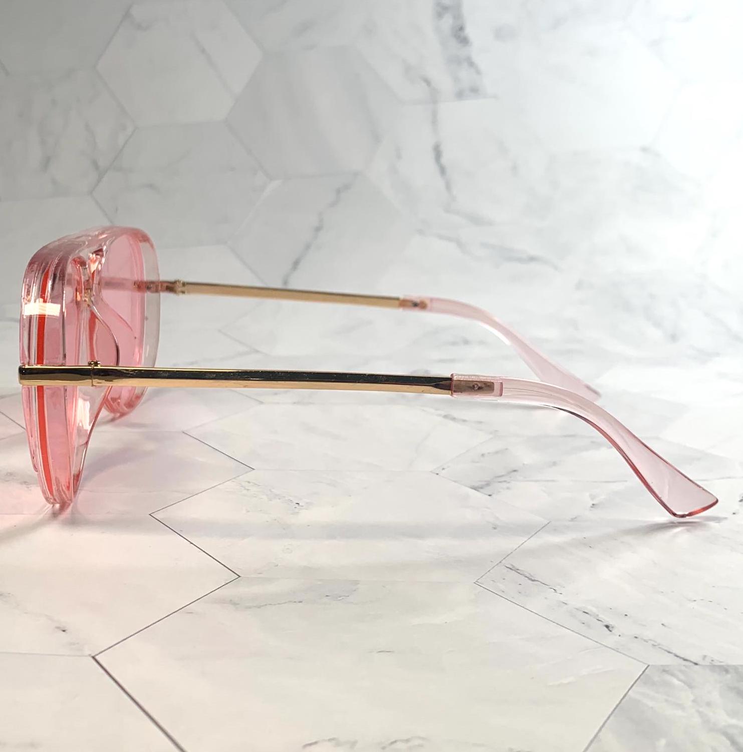 Pink 70s Gradient Aviators Oversized Unique Design Pilot Shades